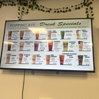 Popping Ave Boba Tea - Menu as of 6/4/24 - Bubble Tea Near Me - Fresno, California