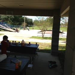 Great covered table areas for birthday parties!!