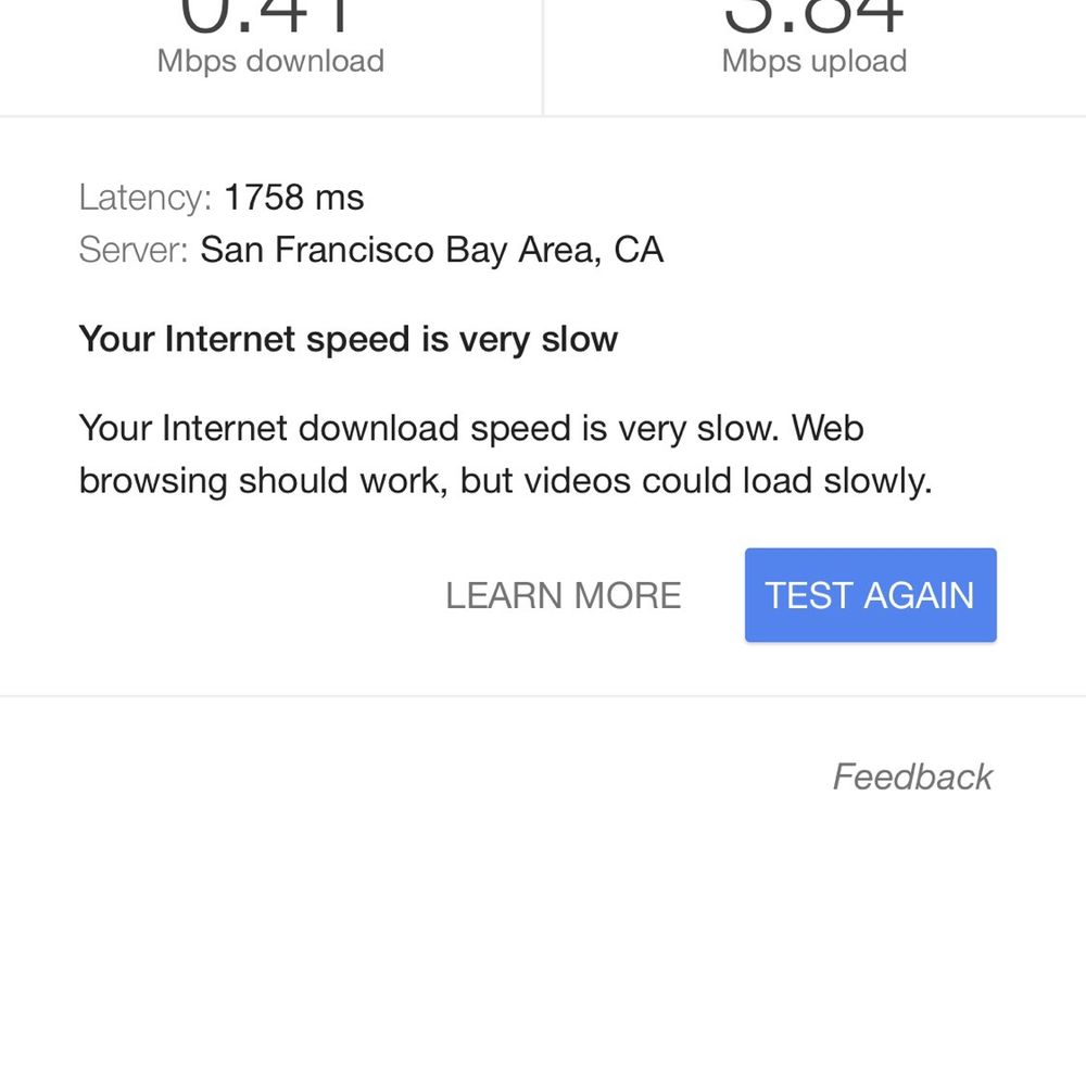 Sonic - Oct 9 after Sonic claimed they fix our internet, we still get 0.41 mpbs download speed - Internet Service Providers Near Me - Santa Rosa, California Sonic - Oct 9 after Sonic claimed they fix our internet, we still get 0.41 mpbs download speed - Internet Service Providers Near Me - Santa Rosa, California