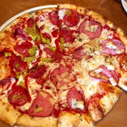 Zeeks Pizza - Half Grand salami and Hawaiian! Was hot and tasty.