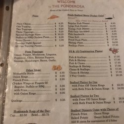 Ponderosa Sportsman's Club - Menu