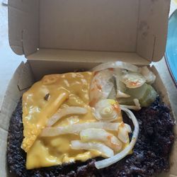 McDonald's - This is a quarter pounder with cheese burnt black and very organized as you can see