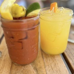 Lost Dog Cafe - Bloody Mary and their version of the Mimosa- champagne, vodka, OJ