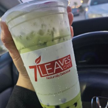 7 Leaves Cafe - Matcha Soy with sea salt cream and boba - Coffee & Tea Near Me - Garden Grove, California