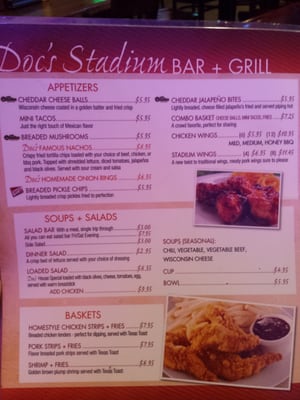 Menu photo 6 Doc's Stadium Jefferson, IA