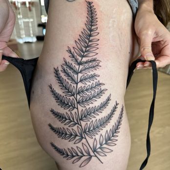 Heritage Tattoo - Finished fern leaf hip tattoo - Tattoo Near Me - Lakeport, California Heritage Tattoo - Finished fern leaf hip tattoo - Tattoo Near Me - Lakeport, California