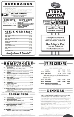 Menu photo 7 Top Notch Austin, TX