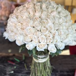 Touch Of Elegance - 100 white rose bouquet