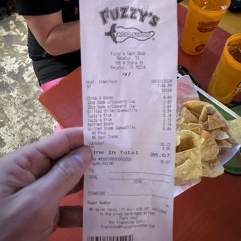 Fuzzy's Taco Shop - The bill - Mexican Near Me - Decatur, Texas