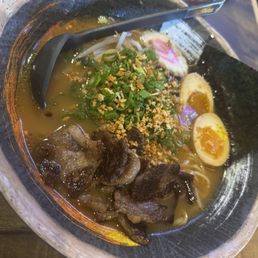 Wagyu Ramen, no corn instead fried garlic