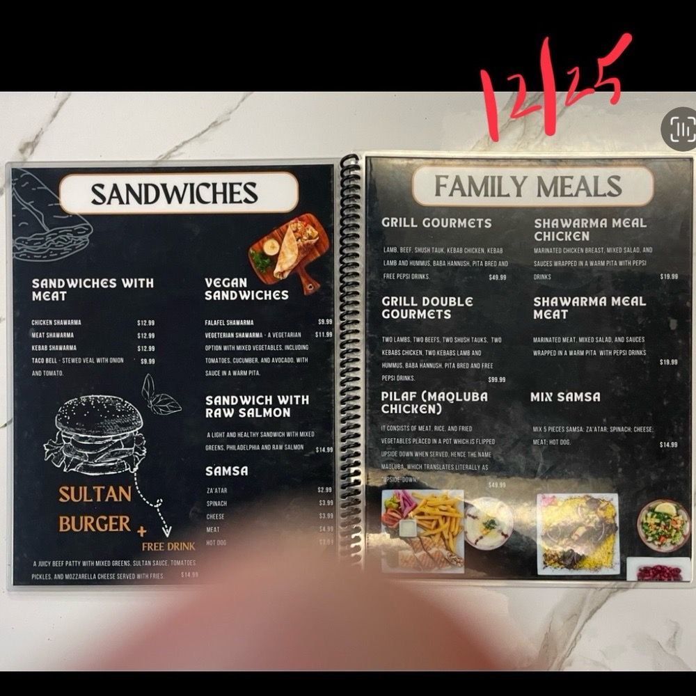 Sultan - Menu of sandwiches and family-size meals (Dec 2025) - Falafel Near Me - Breezewood, Pennsylvania Sultan - Menu of sandwiches and family-size meals (Dec 2025) - Falafel Near Me - Breezewood, Pennsylvania