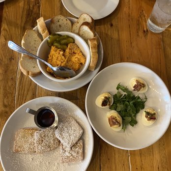 Oddfellows - Pimento Cheese Dip Deviled Eggs beignets - Breakfast & Brunch Near Me - Dallas, Texas Oddfellows - Pimento Cheese Dip Deviled Eggs beignets - Breakfast & Brunch Near Me - Dallas, Texas