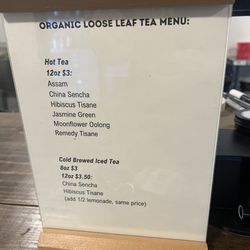 Tea menu