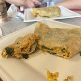 Breakfast crepe with chicken. Breakfast crepe with chicken.