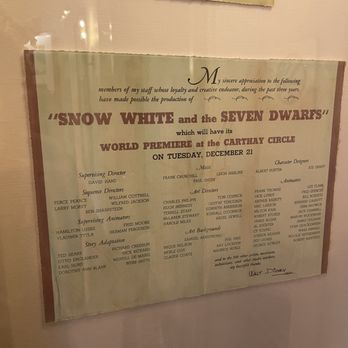 Carthay Circle Restaurant - Snow White historical documents - New American Near Me - Anaheim, California