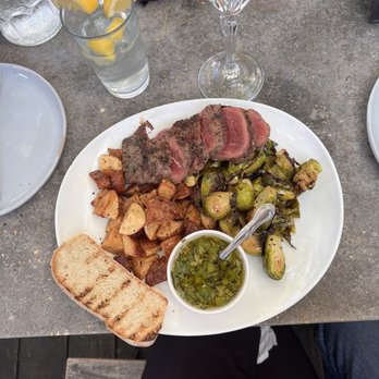 BLDG5 - Steak protein plate with Roasted potatoes and Brussels Sprouts. - New American Near Me - Baton Rouge, Louisiana BLDG5 - Steak protein plate with Roasted potatoes and Brussels Sprouts. - New American Near Me - Baton Rouge, Louisiana