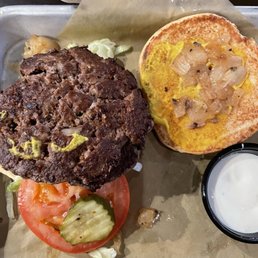 Burger ordered with grilled onions, and not many made it onto the burger.