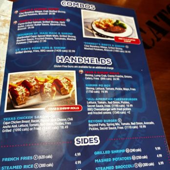 Bubba Gump Shrimp - combos and handhelds menu - Seafood Near Me - Long Beach, California
