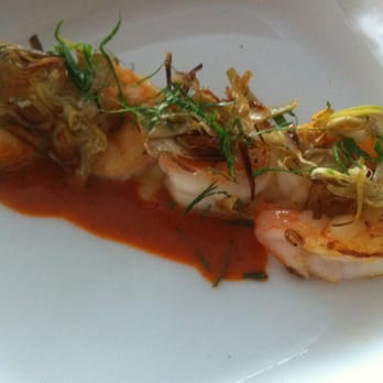Perry St - RW: Sauteed shrimp with crispy baby artichokes, garlic puree, paprika - New American Near Me - New York, New York Perry St - RW: Sauteed shrimp with crispy baby artichokes, garlic puree, paprika - New American Near Me - New York, New York
