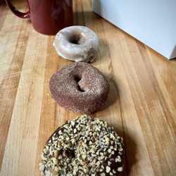 Apple Valley Bakery - Walnut chocolate frosted, cinnamon apple, glazed molasses donuts.