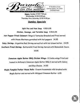 Menu photo 4 Barado's On The Water Central Square, NY