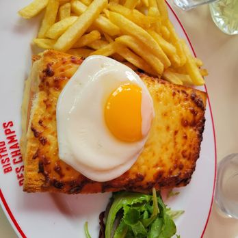 Bistro des Champs - Ham and cheese grilled with cheese in top and Sunnyside up egg! Delish!! Best sandwich I've had in a long time! - Bistros Near Me - Paris, 01