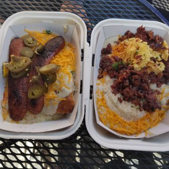 Biscuit Bitch - Smokin Hot Bitch (left) and Gritty Scramble Cheesy Bitch with crumbled bacon (right) - Breakfast & Brunch Near Me - Seattle, Washington Biscuit Bitch - Smokin Hot Bitch (left) and Gritty Scramble Cheesy Bitch with crumbled bacon (right) - Breakfast & Brunch Near Me - Seattle, Washington