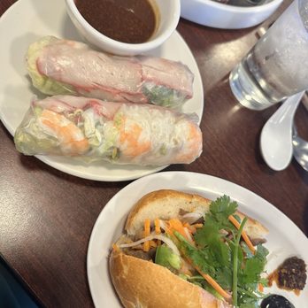 Vien Dong - spring rolls & 1/2 of a shredded pork banh mi - Vietnamese Near Me - Spokane, Washington