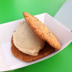 Coolhaus - Coconut Almond cookie with peanut butter ice cream! If you enjoy P.B. anything, I would definitely recommend getting it here!