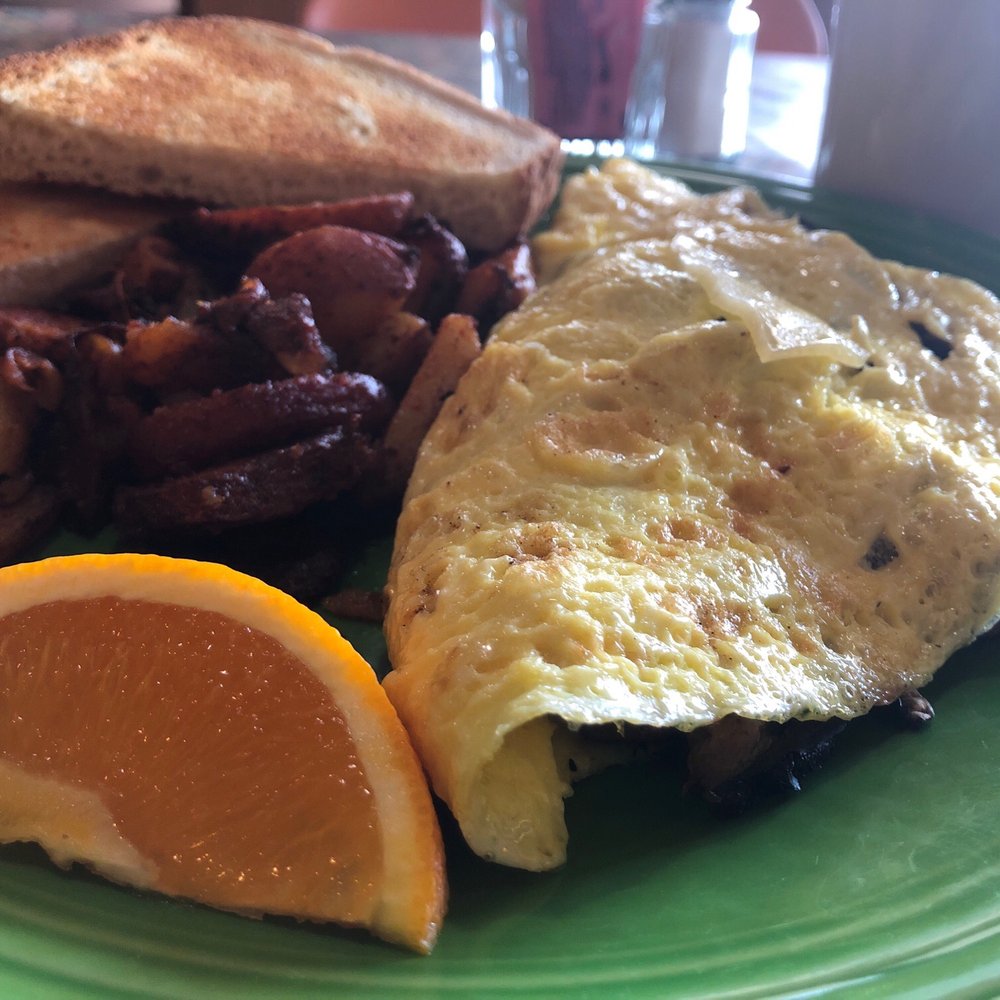 Cafe Amsterdam - Mushroom Swiss 3-egg omelette with potatoes and toast at noon on a Saturday- omg - Breakfast & Brunch Near Me - Anchorage, Alaska Cafe Amsterdam - Mushroom Swiss 3-egg omelette with potatoes and toast at noon on a Saturday- omg - Breakfast & Brunch Near Me - Anchorage, Alaska