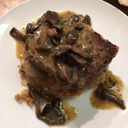 Culture Cafe - Meatloaf over stuffing with mushrooms and gravy. Great consistency and flavors mix together.