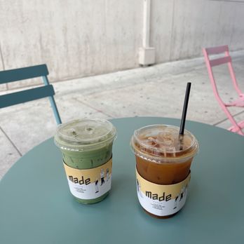 Made Coffee - Matcha , americano w/ soy milk - Coffee & Tea Near Me - Fullerton, California Made Coffee - Matcha , americano w/ soy milk - Coffee & Tea Near Me - Fullerton, California