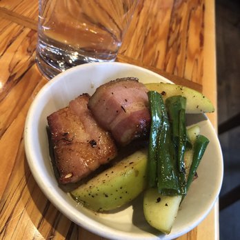 Chambar - Maple bacon. Actually cubed braised pork belly. - Belgian Near Me - Vancouver, British Columbia Chambar - Maple bacon. Actually cubed braised pork belly. - Belgian Near Me - Vancouver, British Columbia