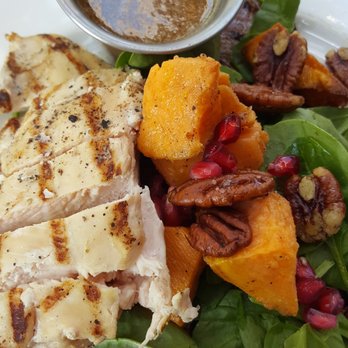 Corner Restaurant - Warm Bacon Salad + Grilled Chicken (dressing on the side) - INCREDIBLE! - Bars Near Me - Austin, Texas