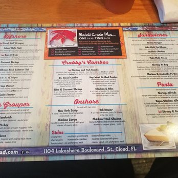Crabby's On The Lakefront - Back menu - Seafood Near Me - Saint Cloud, Florida Crabby's On The Lakefront - Back menu - Seafood Near Me - Saint Cloud, Florida