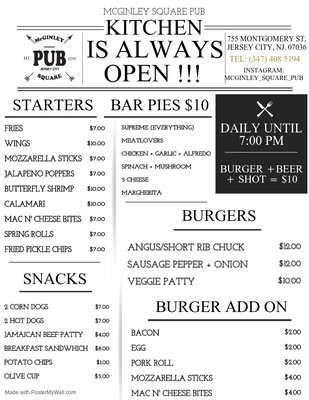 Menu photo 2 McGinley Square Pub Jersey City, NJ Menu photo 2 McGinley Square Pub Jersey City, NJ