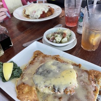 Lazy Days Restaurant - Lorenzo - Mahi Mahi fish of the day with crab cake & chicken parmigiana in the background. Hit the spot! - Seafood Near Me - Islamorada, Florida Lazy Days Restaurant - Lorenzo - Mahi Mahi fish of the day with crab cake & chicken parmigiana in the background. Hit the spot! - Seafood Near Me - Islamorada, Florida