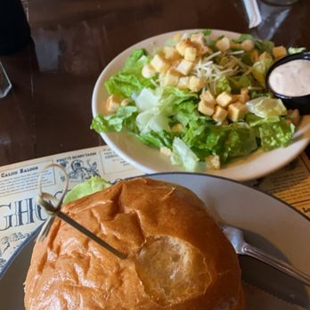 Ghost Town Grill - Steak Nachos and Grilled Chicken Sandwich with Caesar Salad - American Near Me - Buena Park, California Ghost Town Grill - Steak Nachos and Grilled Chicken Sandwich with Caesar Salad - American Near Me - Buena Park, California