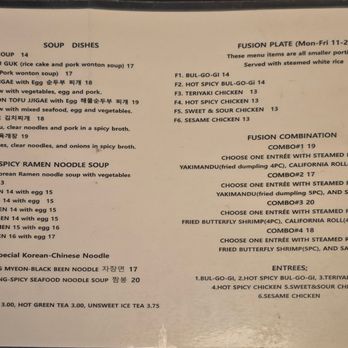Fusion Korean - Menu - Korean Near Me - Airway Heights, Washington
