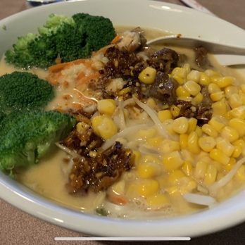 Michi Ramen - Miso Stout, Meat Lovers, added broccoli, corn, carrots, garlic. - Ramen Near Me - Austin, Texas