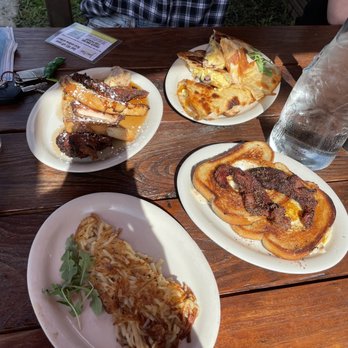 The Junction Kitchen - Top- chicken and French toast, breakfast quesadilla Bottom- hashbrowns (side for the Toad in the Hole on the right) - Breakfast & Brunch Near Me - North Charleston, South Carolina
