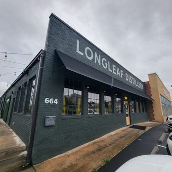 Longleaf Distilling - Outside frontage with glimpse of outside patio - Distilleries Near Me - Macon-Bibb County, Georgia