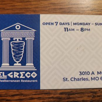El Greco - They are open every day of the week from 11am to 8 pm!! - Mediterranean Near Me - Saint Charles, Missouri El Greco - They are open every day of the week from 11am to 8 pm!! - Mediterranean Near Me - Saint Charles, Missouri