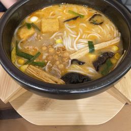 Tom yum with rice noodles Tom yum with rice noodles
