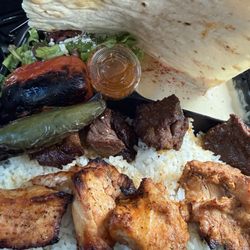 Sam's Flaming Grill - Combo Plate with Chicken Kabob (yum) and Beef Kabob