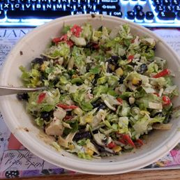 The salad all mixed up The salad all mixed up