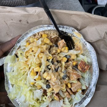Francesco's Pizzeria & Restaurant - Platter - brown rice, chicken, lettuce , corn, black beans, and a little cheese sauce. - Pizza Near Me - Edison, New Jersey Francesco's Pizzeria & Restaurant - Platter - brown rice, chicken, lettuce , corn, black beans, and a little cheese sauce. - Pizza Near Me - Edison, New Jersey