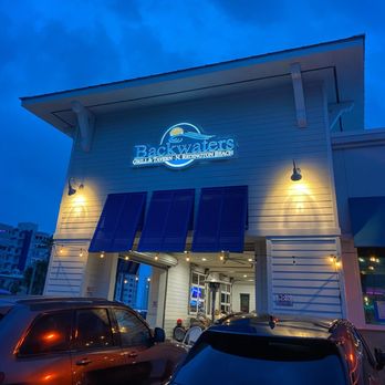 Backwaters - Main entrance at dusk - Sandwiches Near Me - North Redington Beach, Florida