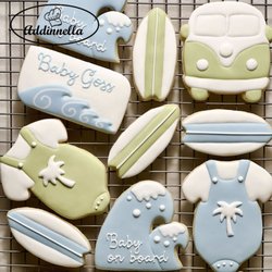 Addinnella Baked Goods - Baby On Board baby shower custom decorated cookies