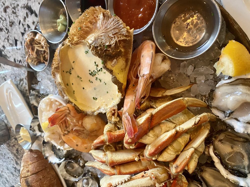 Seafood tower with Whole Dungeness Crab Yelp